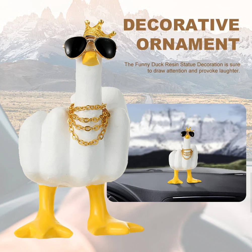 New Duck Funny Creative Middle Finger Ducks Home Decoration Statue Resin Craft Garden Courtyard and Micro Landscape Figurines