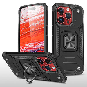 2025 Silicone Shockproof Phone Case with Ring Stand for iPhone 15 Plus Pro Max