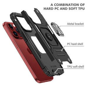 2025 Silicone Shockproof Phone Case with Ring Stand for iPhone 15 Plus Pro Max