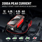 Load image into Gallery viewer, Power Bank 2000A/1200A/600A 12V Car Battery Jump Starter Portable Charger Car Booster Auto Starting Device Emergency Starter
