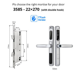 European 92 Mortise Digital Electronic Ttlock Tuya Smart Locks Fingerprint Aluminum Steel Double Side Sliding Glass Door Lock