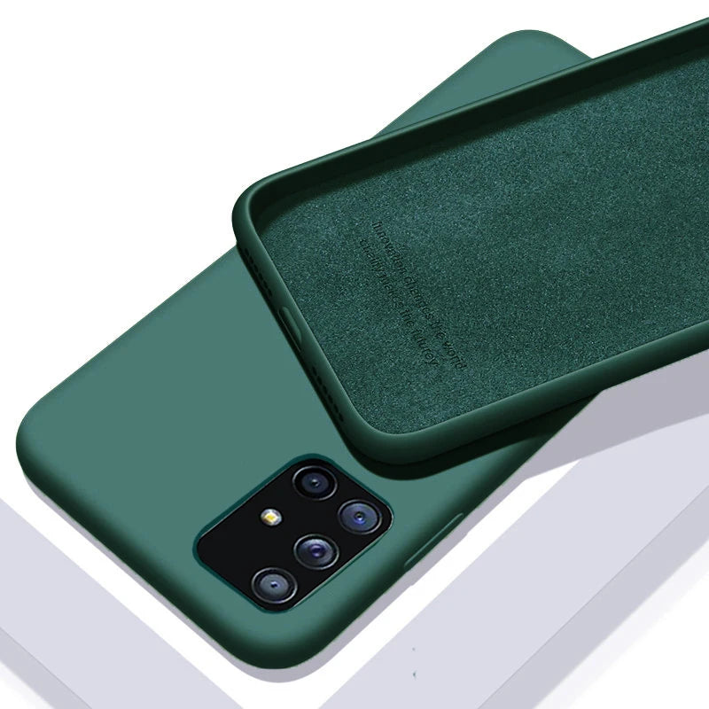 Case For Samsung Galaxy A50 A51 A70 A71 S20 S21 S10E S10 Plus Note 8 9 S9 S8 Coque Luxury Original Liquid Silicone Soft Cover
