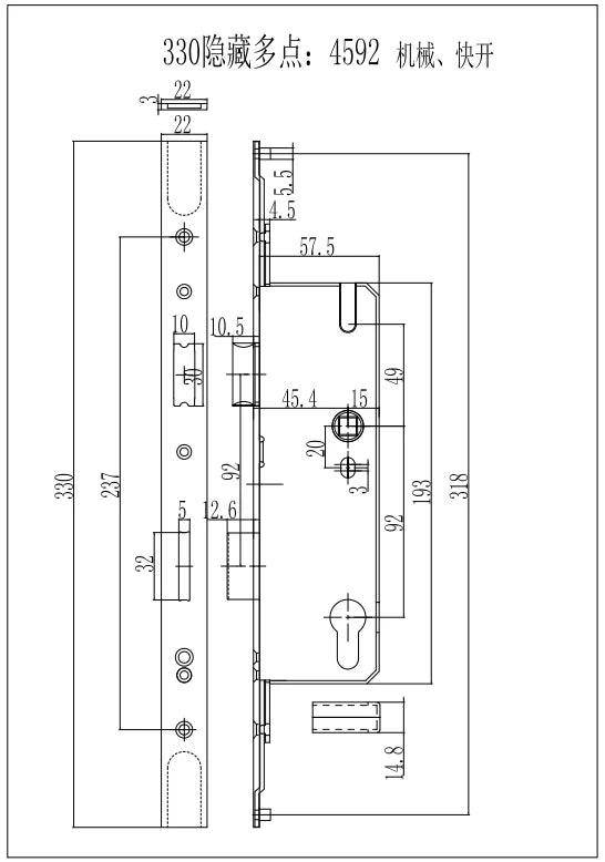 European 92 Mortise Digital Electronic Ttlock Tuya Smart Locks Fingerprint Aluminum Steel Double Side Sliding Glass Door Lock