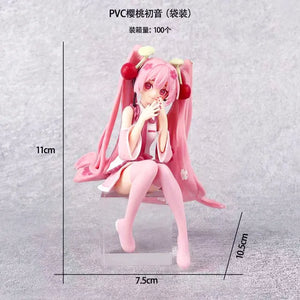 Figurine de Dessin Animé Hatsune Ata ku en PVC, Robe Rose, Posture Assise, Modèle de Jouets d'Action, Aucune Fleur de Cerisier Rose, Décoration, Cadeaux à Collectionner