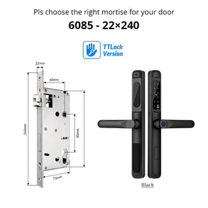 European 92 Mortise Digital Electronic Ttlock Tuya Smart Locks Fingerprint Aluminum Steel Double Side Sliding Glass Door Lock