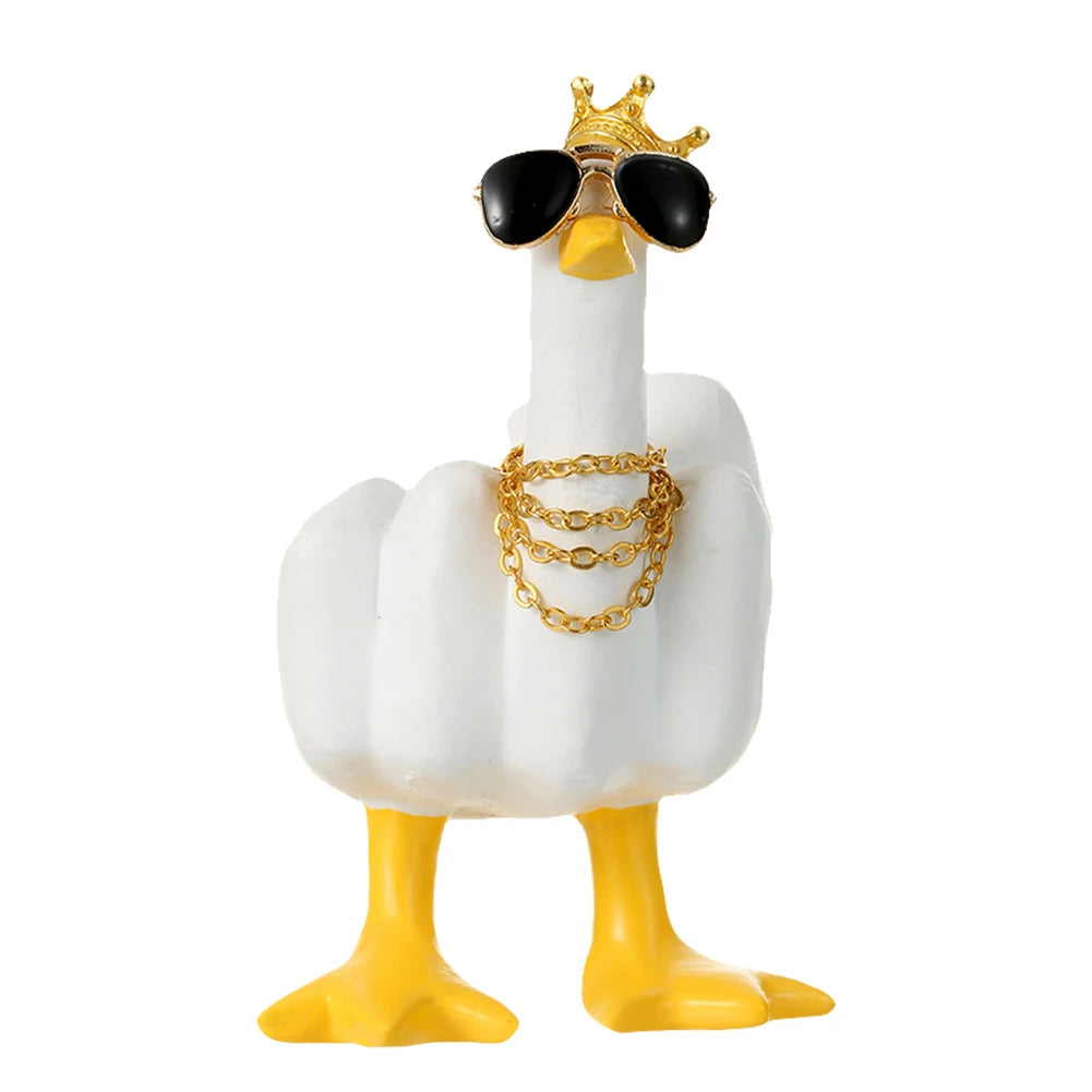 New Duck Funny Creative Middle Finger Ducks Home Decoration Statue Resin Craft Garden Courtyard and Micro Landscape Figurines