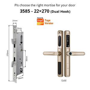 European 92 Mortise Digital Electronic Ttlock Tuya Smart Locks Fingerprint Aluminum Steel Double Side Sliding Glass Door Lock