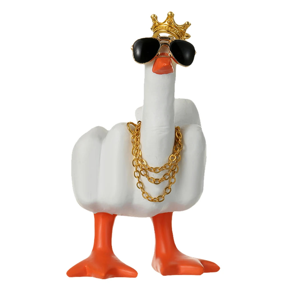 New Duck Funny Creative Middle Finger Ducks Home Decoration Statue Resin Craft Garden Courtyard and Micro Landscape Figurines