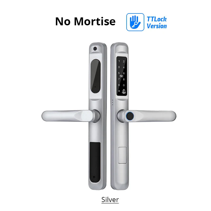 European 92 Mortise Digital Electronic Ttlock Tuya Smart Locks Fingerprint Aluminum Steel Double Side Sliding Glass Door Lock