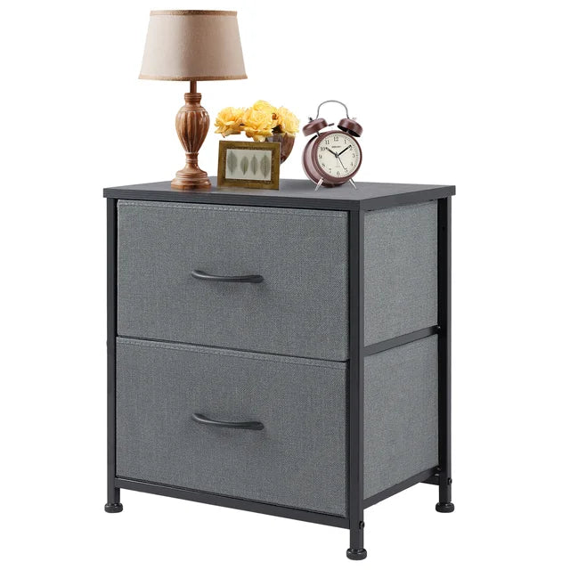 JHK Nightstand For Bedroom With 2 Fabric Drawers Bedside Sofa Table With Storage Closet Chest Clothes Display Cabinet Furniture