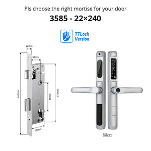 European 92 Mortise Digital Electronic Ttlock Tuya Smart Locks Fingerprint Aluminum Steel Double Side Sliding Glass Door Lock