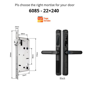 European 92 Mortise Digital Electronic Ttlock Tuya Smart Locks Fingerprint Aluminum Steel Double Side Sliding Glass Door Lock