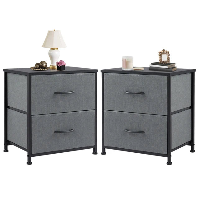 JHK Nightstand For Bedroom With 2 Fabric Drawers Bedside Sofa Table With Storage Closet Chest Clothes Display Cabinet Furniture