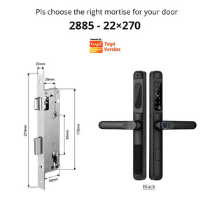 European 92 Mortise Digital Electronic Ttlock Tuya Smart Locks Fingerprint Aluminum Steel Double Side Sliding Glass Door Lock