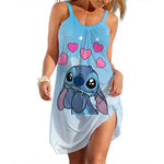 Load image into Gallery viewer, New Summer Girls Disney Stitch Women Fashion Sling Dress Women Sexy Loose Seaside Beach Clothing Cool Sleeveless Dress Quick Dry
