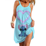 Load image into Gallery viewer, New Summer Girls Disney Stitch Women Fashion Sling Dress Women Sexy Loose Seaside Beach Clothing Cool Sleeveless Dress Quick Dry
