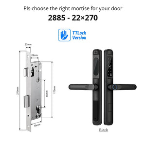 European 92 Mortise Digital Electronic Ttlock Tuya Smart Locks Fingerprint Aluminum Steel Double Side Sliding Glass Door Lock