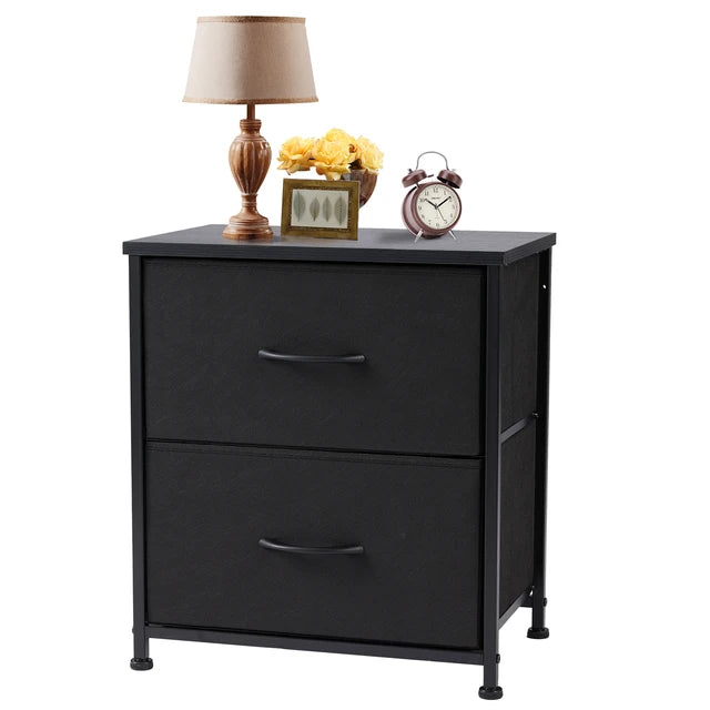 JHK Nightstand For Bedroom With 2 Fabric Drawers Bedside Sofa Table With Storage Closet Chest Clothes Display Cabinet Furniture