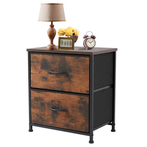 JHK Nightstand For Bedroom With 2 Fabric Drawers Bedside Sofa Table With Storage Closet Chest Clothes Display Cabinet Furniture