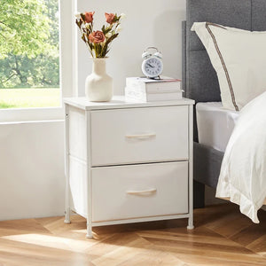 JHK Nightstand For Bedroom With 2 Fabric Drawers Bedside Sofa Table With Storage Closet Chest Clothes Display Cabinet Furniture