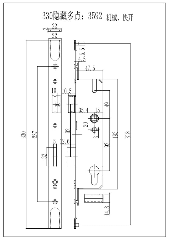 European 92 Mortise Digital Electronic Ttlock Tuya Smart Locks Fingerprint Aluminum Steel Double Side Sliding Glass Door Lock