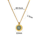 Load image into Gallery viewer, Green Nature Stone Pendant Stainless Steel Necklaces For Women Gold Color Round Stone Necklace Party Wedding Jewelry Gift mujer
