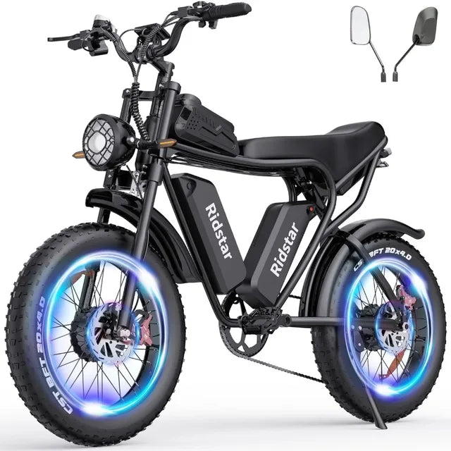 Electric Bike for Adults Q20, 1000W 48V15.6AH E-Bike,30-180 Miles Electric Motorcycle, 20" Fat Tire Dirt Bike