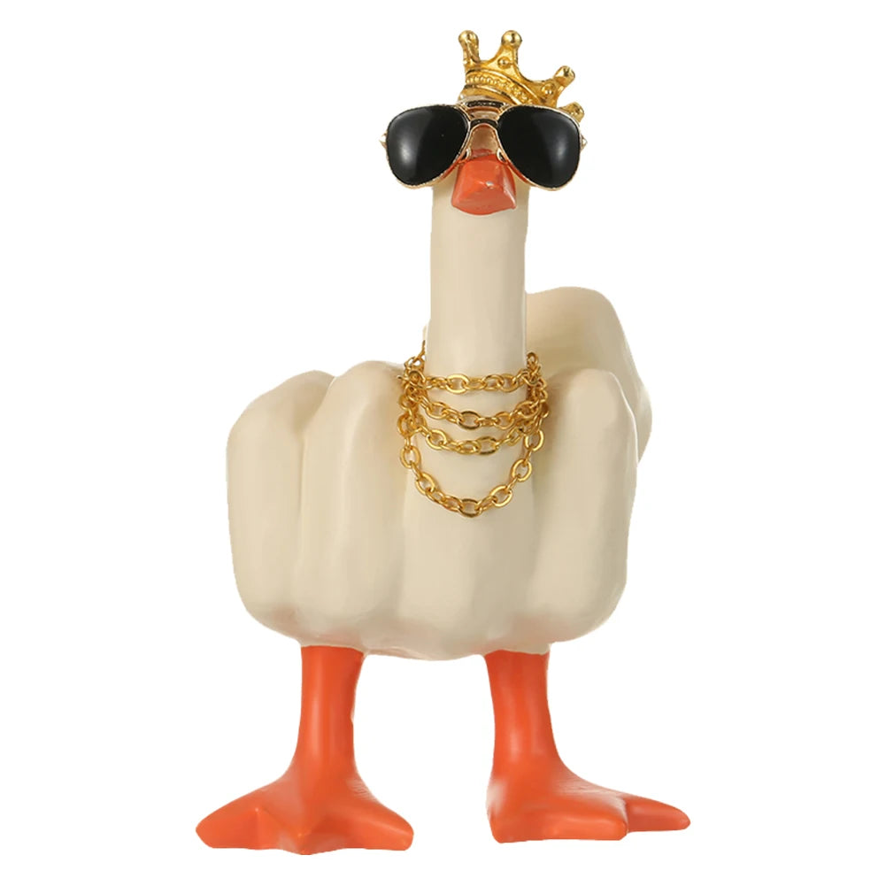 New Duck Funny Creative Middle Finger Ducks Home Decoration Statue Resin Craft Garden Courtyard and Micro Landscape Figurines