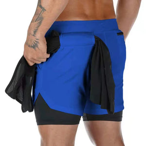 Running Shorts Men Sportswear 2 In 1 Compression Jogging Short Pants Double-deck Bottoms Gym Fitness Training Sport Shorts