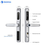 Load image into Gallery viewer, European 92 Mortise Digital Electronic Ttlock Tuya Smart Locks Fingerprint Aluminum Steel Double Side Sliding Glass Door Lock
