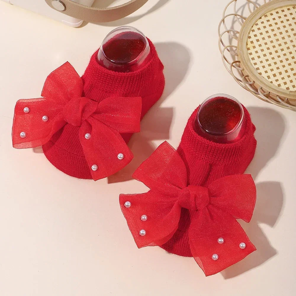 Newborn Accessories Baby Girls Socks Cute Flowers Toddler Princess Anti-skid Leather Soles Infant Floral Gifts Baby Socks Girl