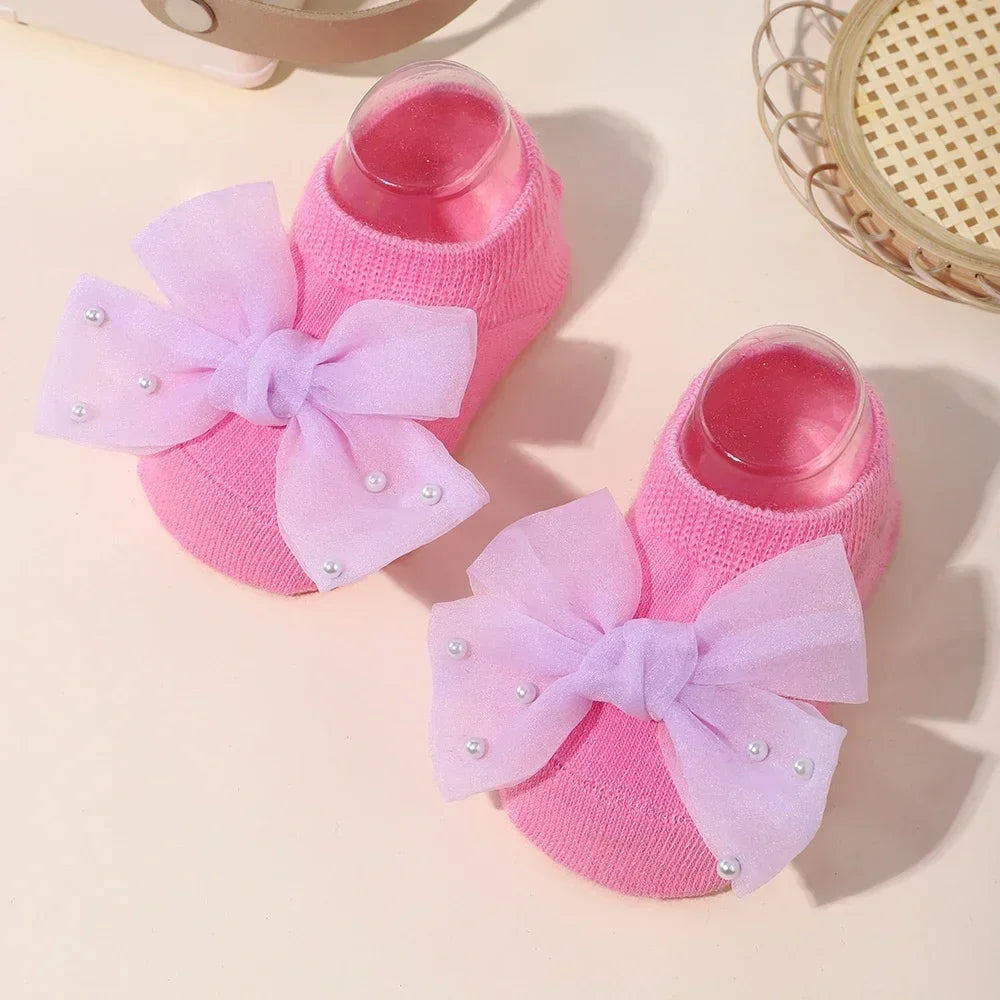 Newborn Accessories Baby Girls Socks Cute Flowers Toddler Princess Anti-skid Leather Soles Infant Floral Gifts Baby Socks Girl