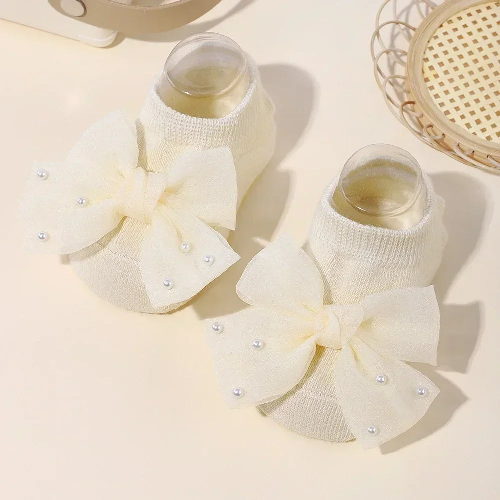 Newborn Accessories Baby Girls Socks Cute Flowers Toddler Princess Anti-skid Leather Soles Infant Floral Gifts Baby Socks Girl