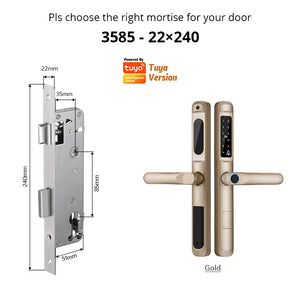 European 92 Mortise Digital Electronic Ttlock Tuya Smart Locks Fingerprint Aluminum Steel Double Side Sliding Glass Door Lock