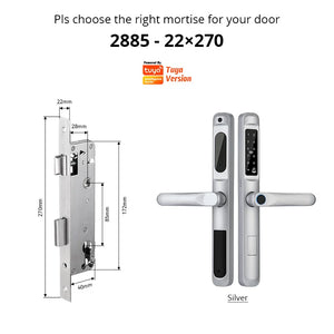 European 92 Mortise Digital Electronic Ttlock Tuya Smart Locks Fingerprint Aluminum Steel Double Side Sliding Glass Door Lock