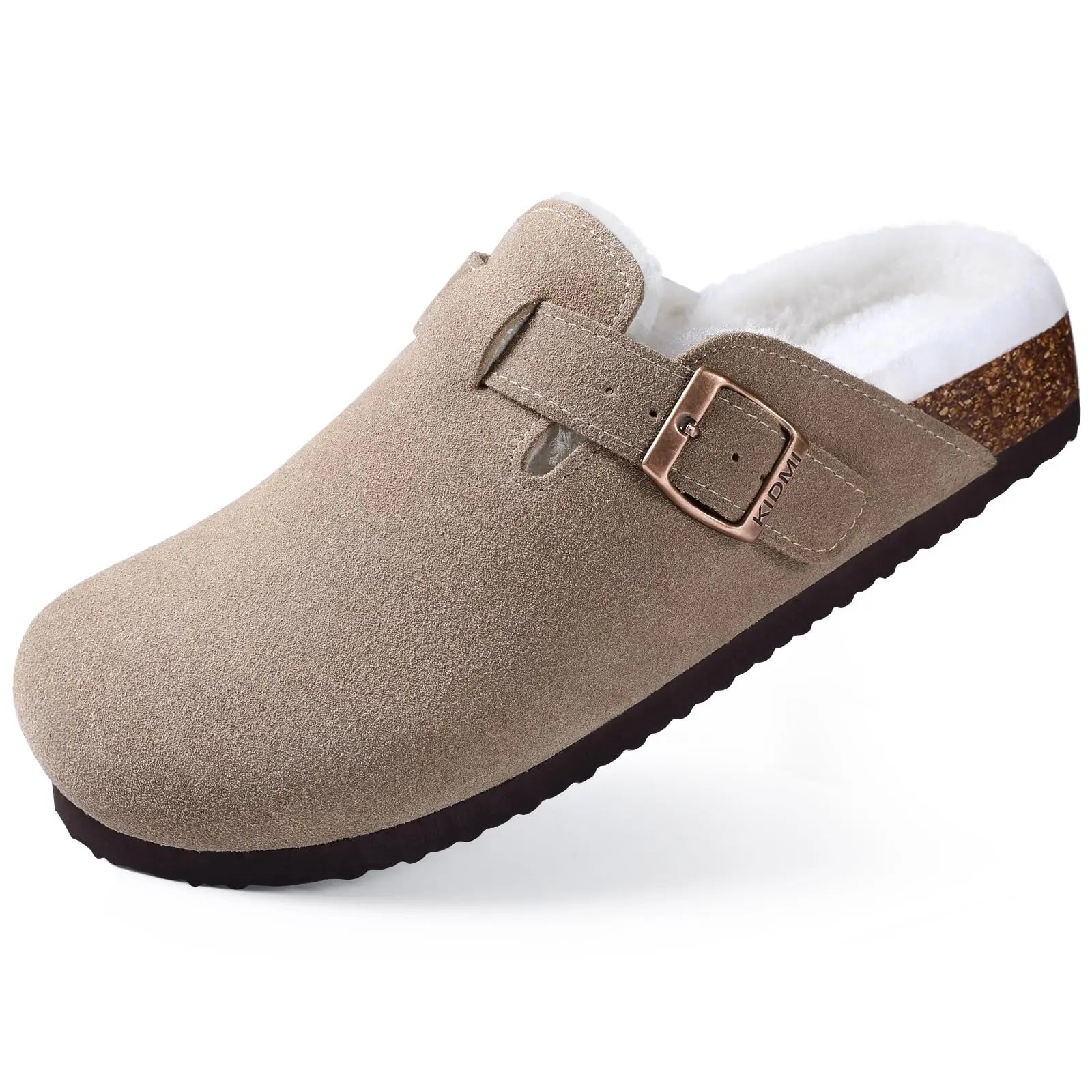 Kiyo tamancos de camurça para mulheres homens mules sandálias de cortiça com suporte de arco moda antiderrapante chinelos de praia ao ar livre sapatos para casa