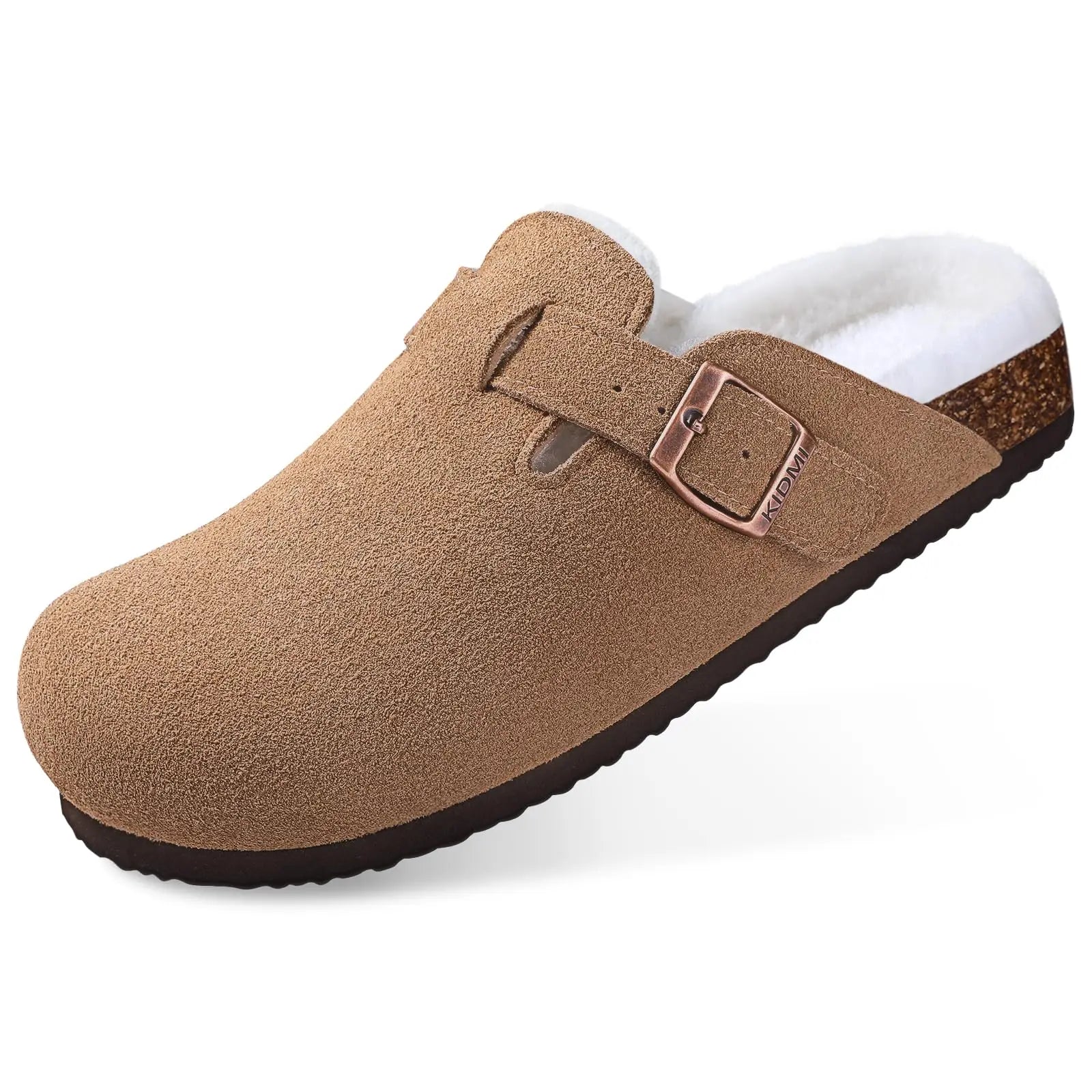 Kiyo tamancos de camurça para mulheres homens mules sandálias de cortiça com suporte de arco moda antiderrapante chinelos de praia ao ar livre sapatos para casa