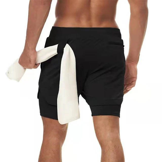 Running Shorts Men Sportswear 2 In 1 Compression Jogging Short Pants Double-deck Bottoms Gym Fitness Training Sport Shorts