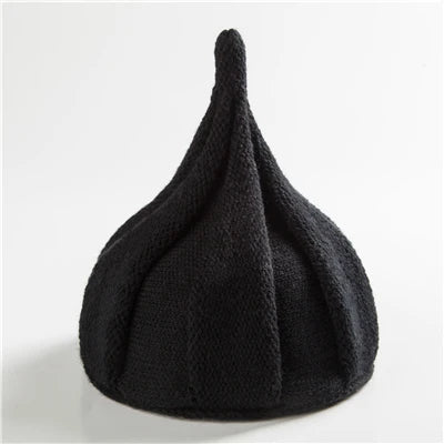 Warm Flower Cap Pointed Adult Knitted Solid Color Twisted Woman Winter Hat