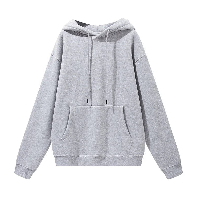 High Quality Unisex 2piece Casual Solid custom logo 345g Plus Size hoodies and sweat pants set cotton stacked for men