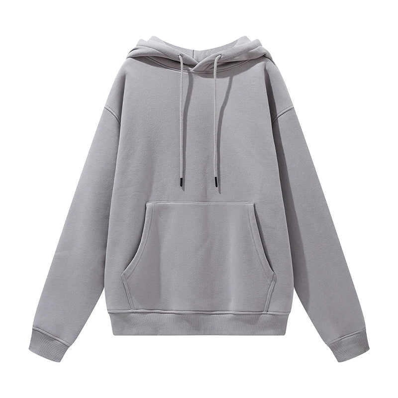 High Quality Unisex 2piece Casual Solid custom logo 345g Plus Size hoodies and sweat pants set cotton stacked for men