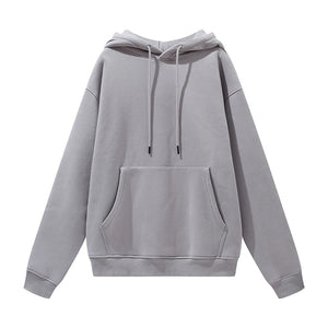 High Quality Unisex 2piece Casual Solid custom logo 345g Plus Size hoodies and sweat pants set cotton stacked for men