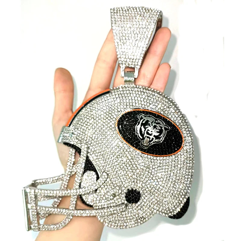 Fashion 49ers rhinestone helmet chains fine jewelry necklaces customized Sports series jewelry animal pendant necklaces for men