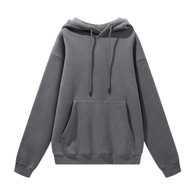 High Quality Unisex 2piece Casual Solid custom logo 345g Plus Size hoodies and sweat pants set cotton stacked for men