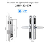 Load image into Gallery viewer, European 92 Mortise Digital Electronic Ttlock Tuya Smart Locks Fingerprint Aluminum Steel Double Side Sliding Glass Door Lock
