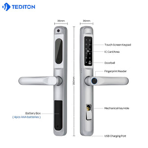 European 92 Mortise Digital Electronic Ttlock Tuya Smart Locks Fingerprint Aluminum Steel Double Side Sliding Glass Door Lock