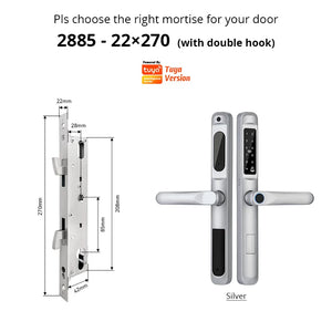 European 92 Mortise Digital Electronic Ttlock Tuya Smart Locks Fingerprint Aluminum Steel Double Side Sliding Glass Door Lock