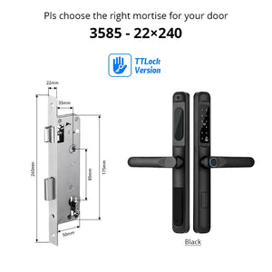 European 92 Mortise Digital Electronic Ttlock Tuya Smart Locks Fingerprint Aluminum Steel Double Side Sliding Glass Door Lock