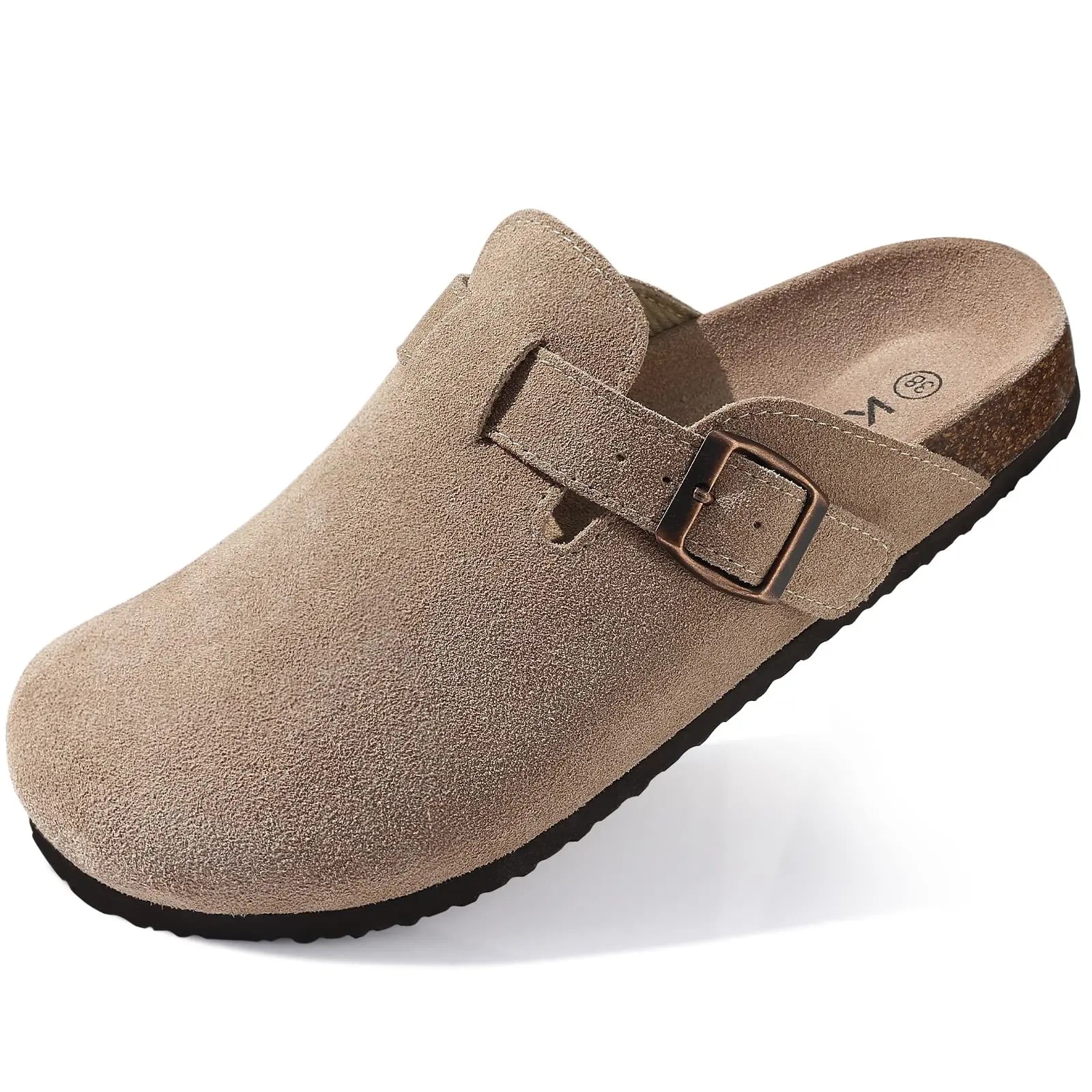 Kiyo tamancos de camurça para mulheres homens mules sandálias de cortiça com suporte de arco moda antiderrapante chinelos de praia ao ar livre sapatos para casa