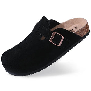Kiyo tamancos de camurça para mulheres homens mules sandálias de cortiça com suporte de arco moda antiderrapante chinelos de praia ao ar livre sapatos para casa
